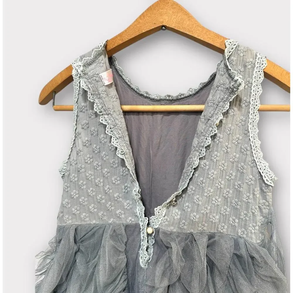 Hudiehua Girls Tutu Dress Tulle Sleeveless Floral Lace Gray  Size 130 cm US 8 - Picture 5 of 14